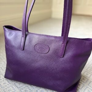 Salvatore Ferragamo Purple Saffiano Leather Tote